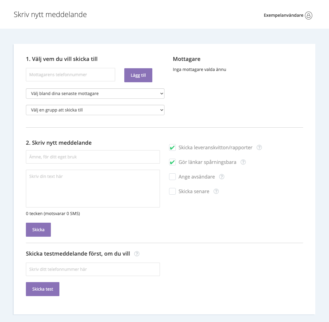 Skriv nytt meddelande i HelloSMS kundportal